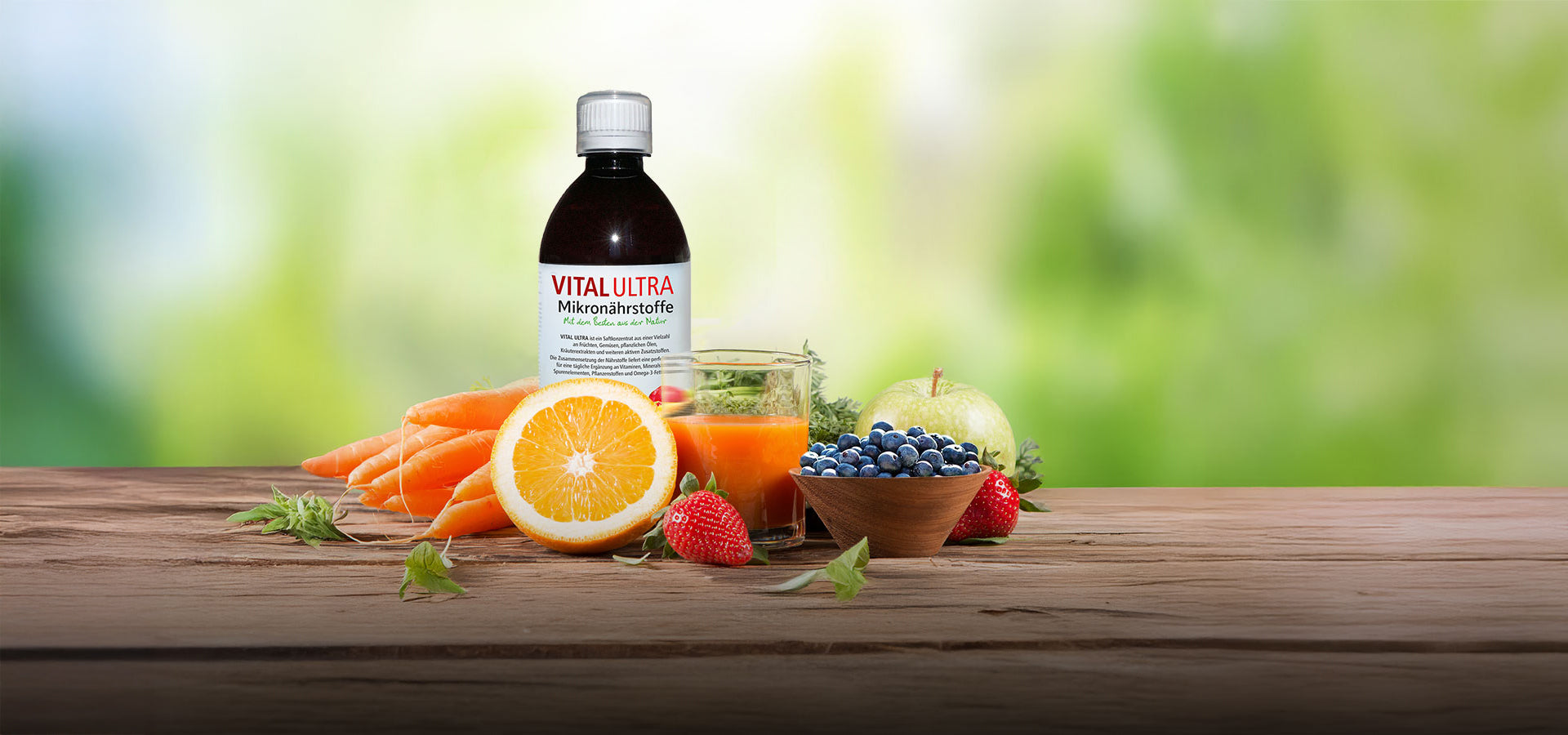Vital Ultra mit Obst auf Tisch